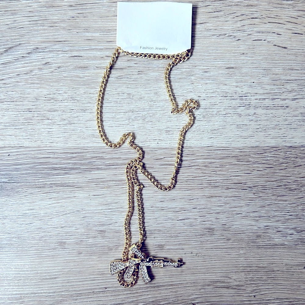Gold fashion necklace. Statement piece. Art necklace.